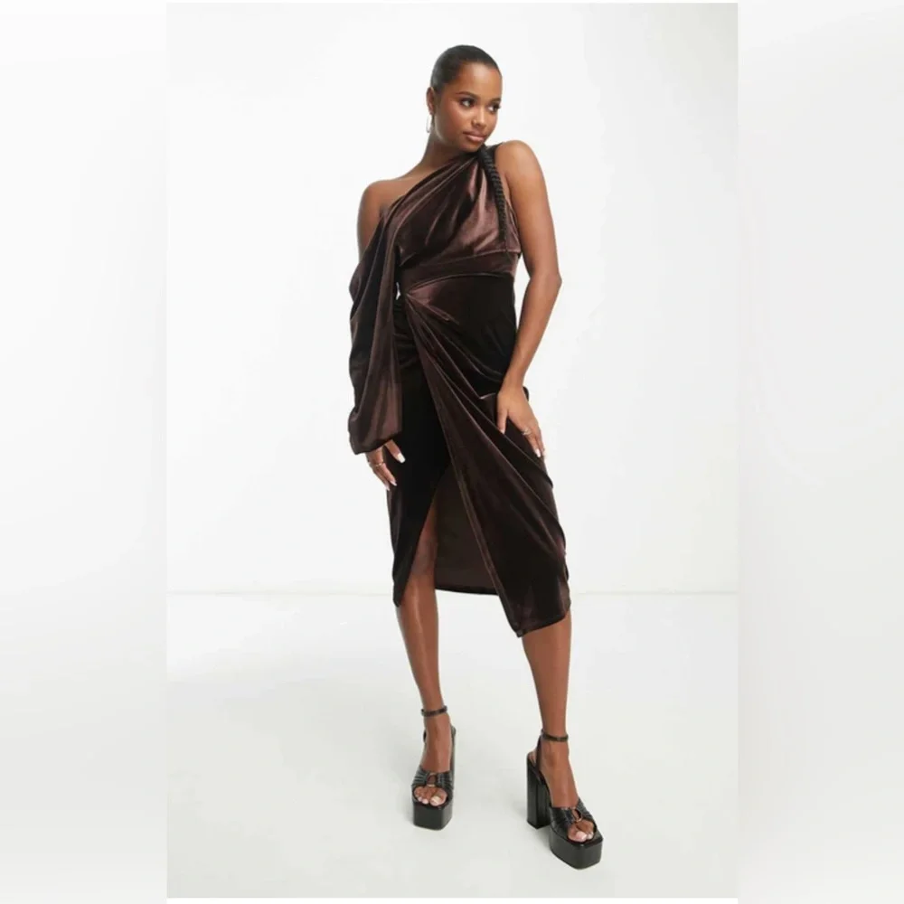 NWOT ASOS | Chocolate Velvet Dress - Picture 1 of 13